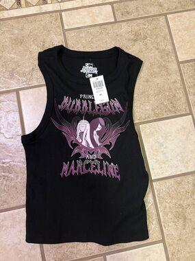 Cartoon Network Black Tank Top with Purple Adventure Time Graphic, fits like a S